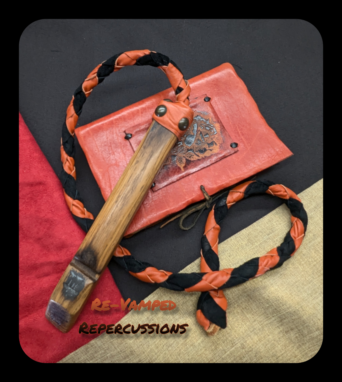 Orange and Black Braided Whip
